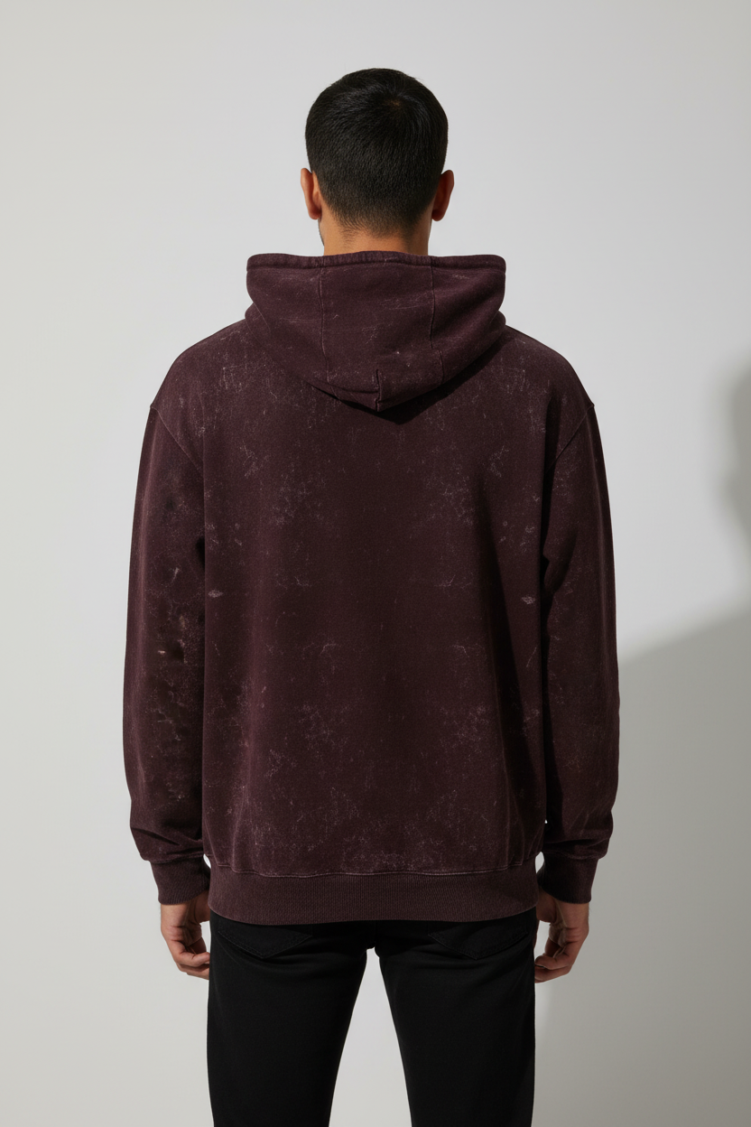 Classic Acid Washed Hoodie - Maroon