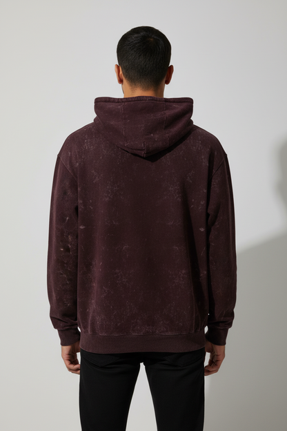 Classic Acid Washed Hoodie - Maroon