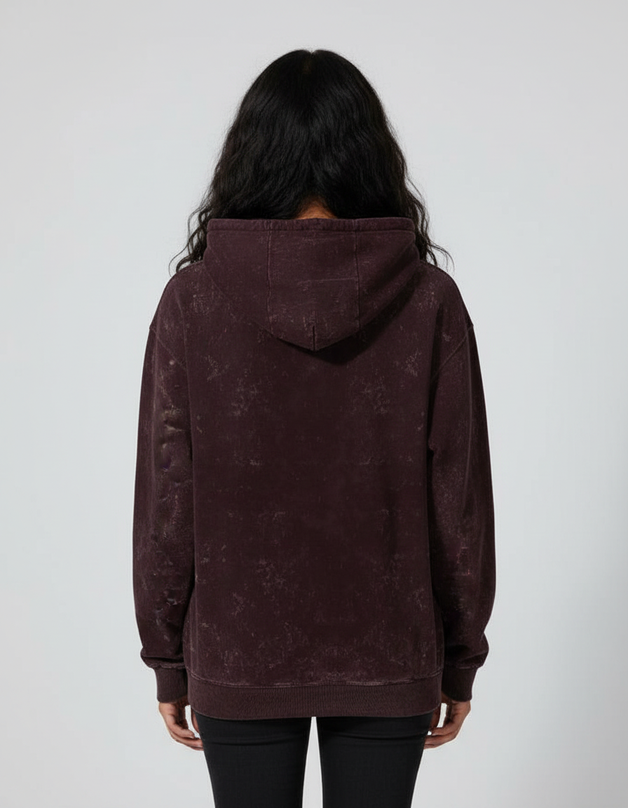 Classic Acid Washed Hoodie - Maroon