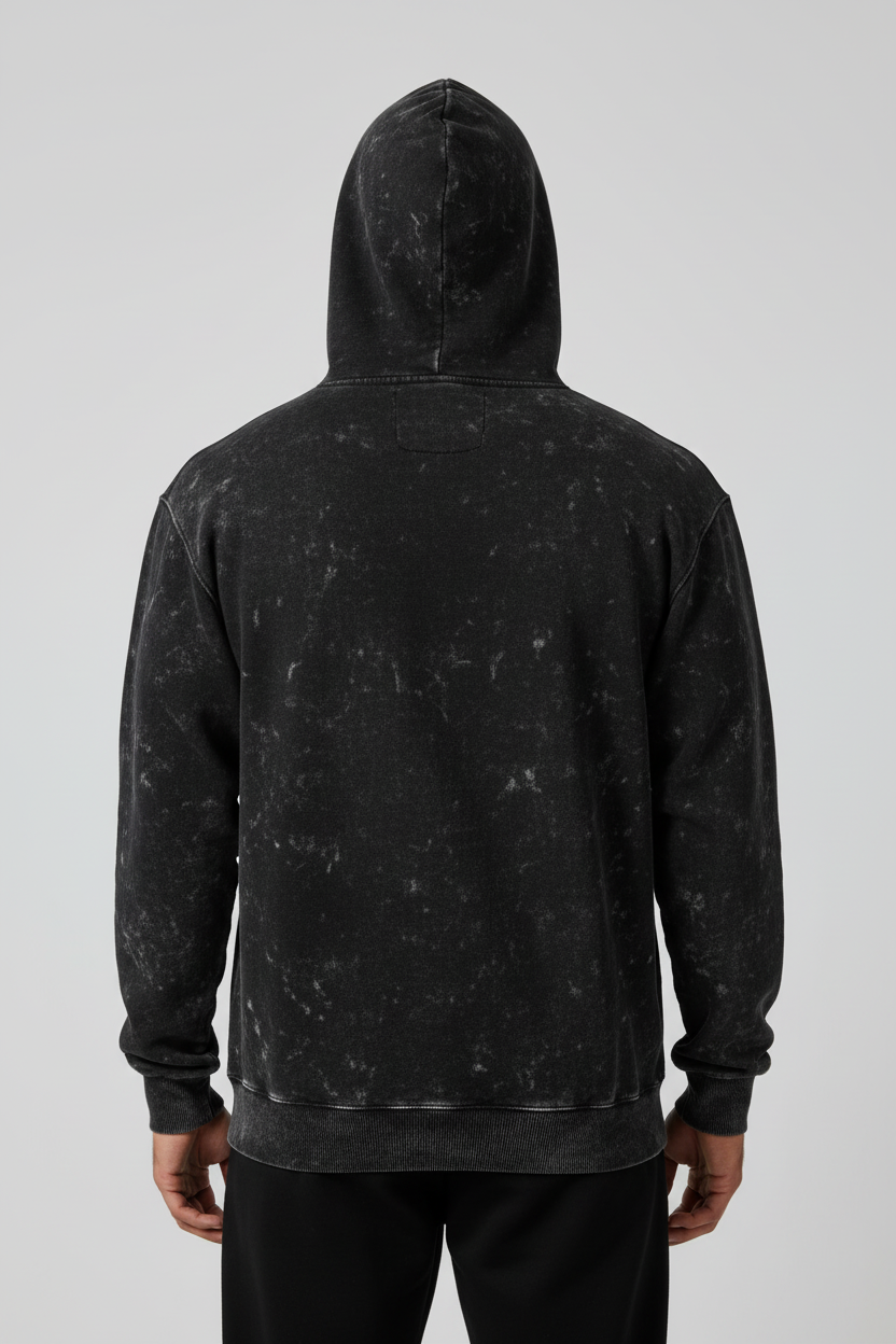 Classic Acid Washed Hoodie - Black
