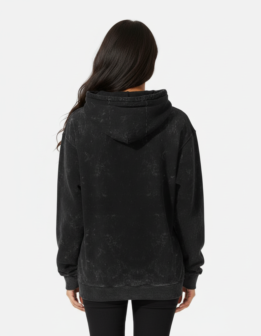Classic Acid Washed Hoodie - Black