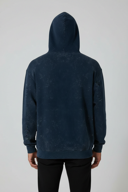 Classic Acid Washed Hoodie - Navy Blue