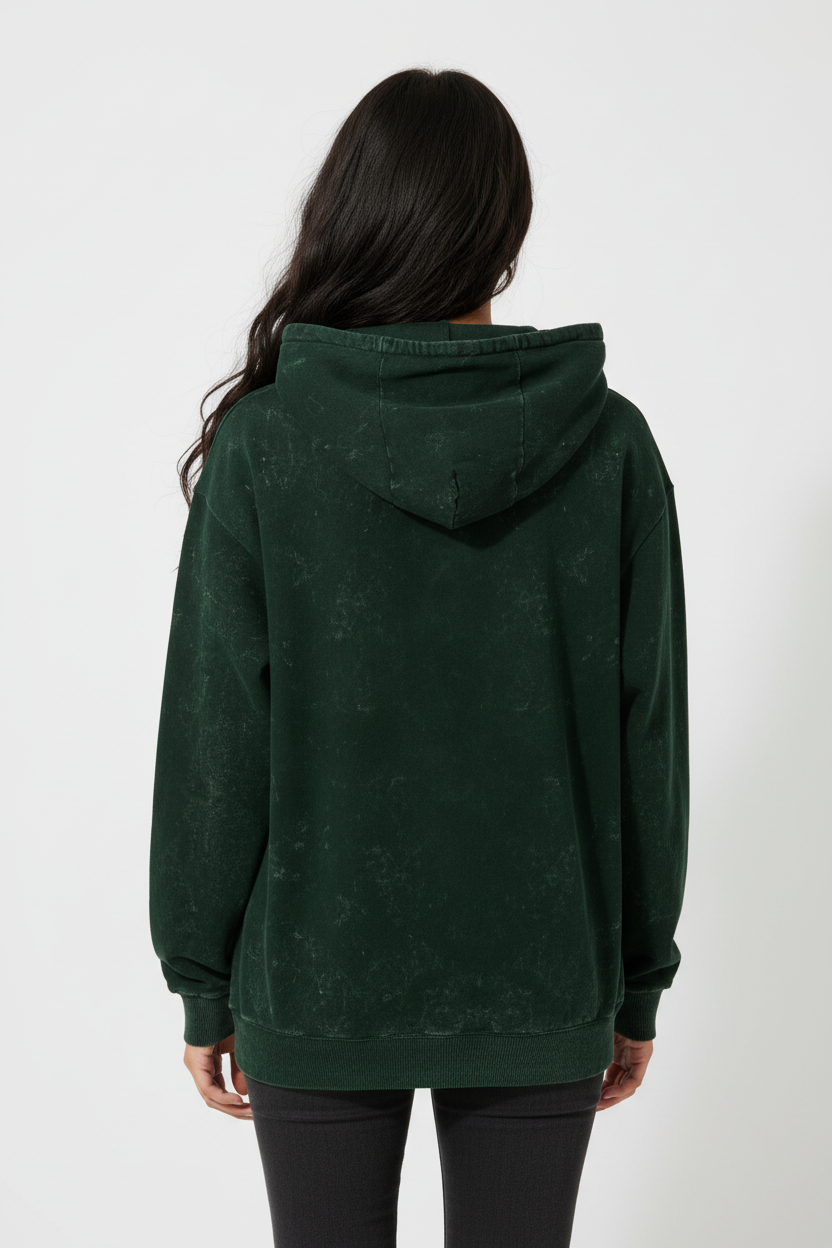 Classic Acid Washed Hoodie - Bottle Green