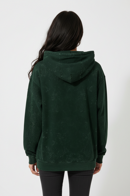 Classic Acid Washed Hoodie - Bottle Green