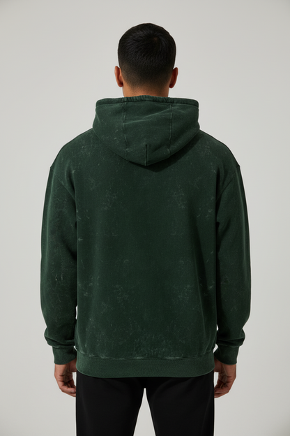 Classic Acid Washed Hoodie - Bottle Green