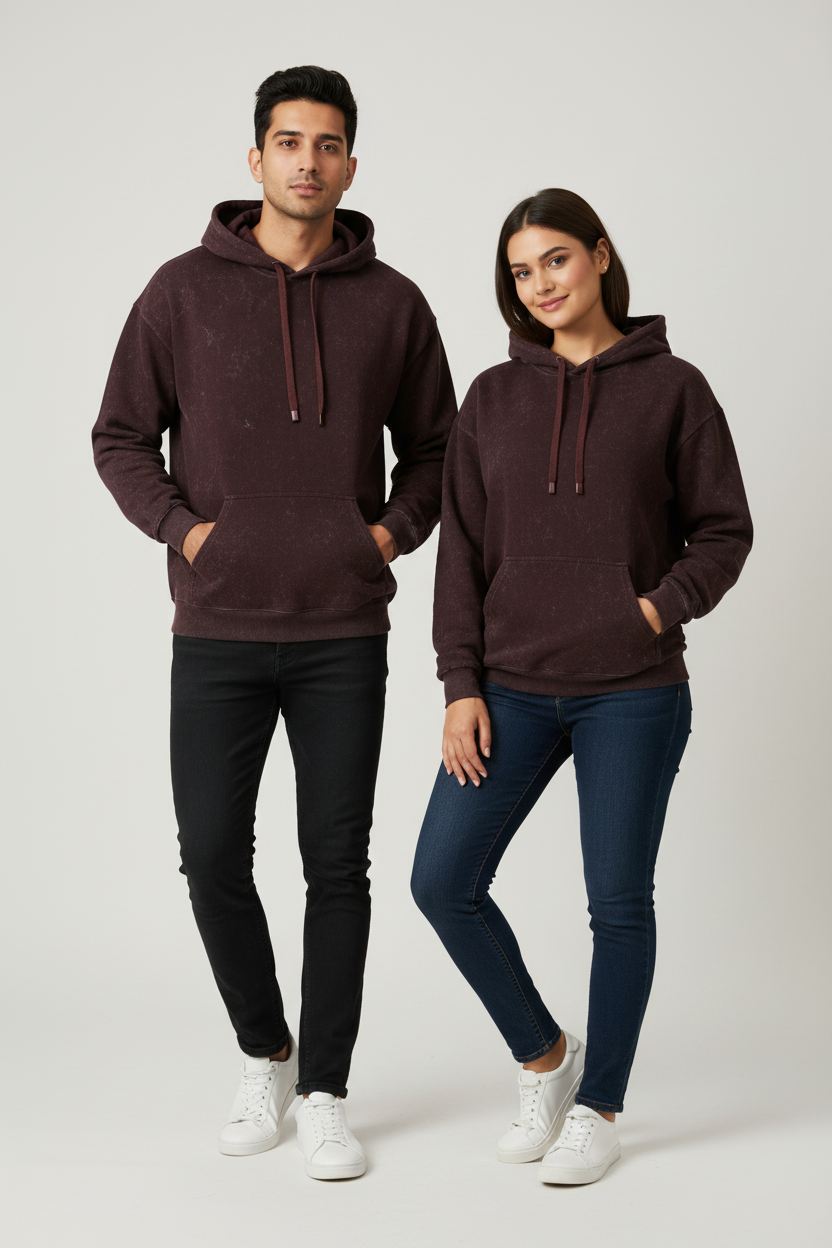 Classic Acid Washed Hoodie - Maroon