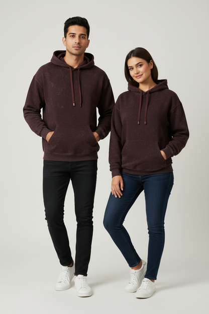 Classic Acid Washed Hoodie - Maroon