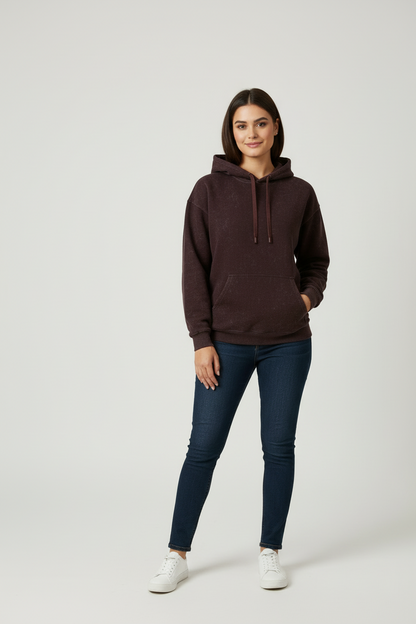 Classic Acid Washed Hoodie - Maroon