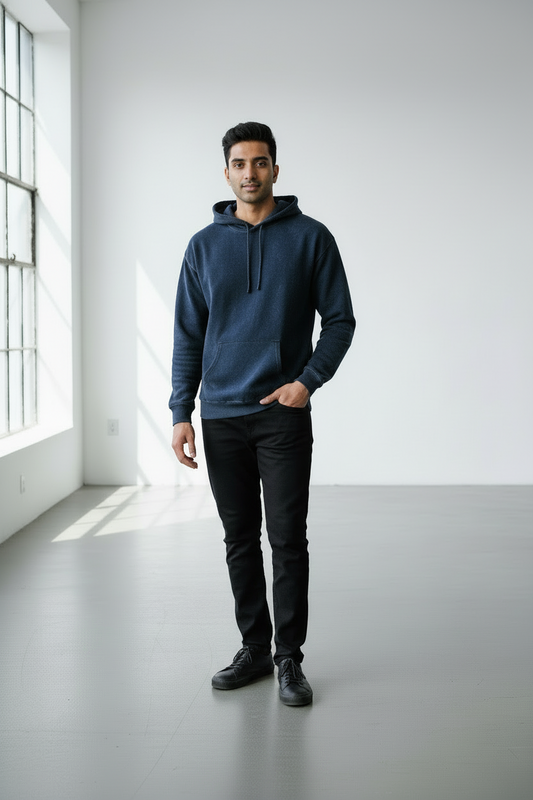 Classic Acid Washed Hoodie - Navy Blue