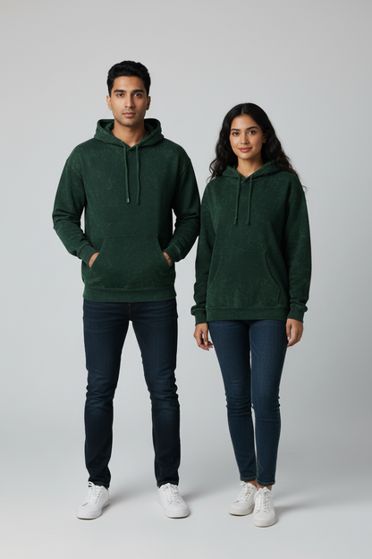 Classic Acid Washed Hoodie - Bottle Green