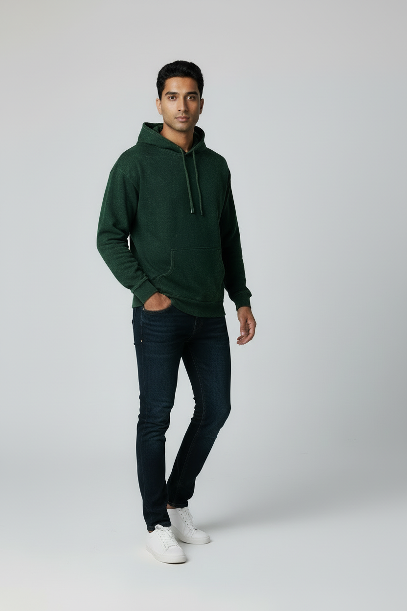 Classic Acid Washed Hoodie - Bottle Green