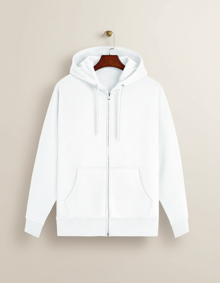 Classic Zip Hoodie - White